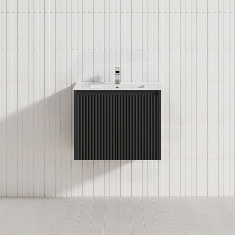 600-1500mm Ceto Brindabella Wall Hung Bathroom Vanity Matt Black PVC Board Ceramic Top Available