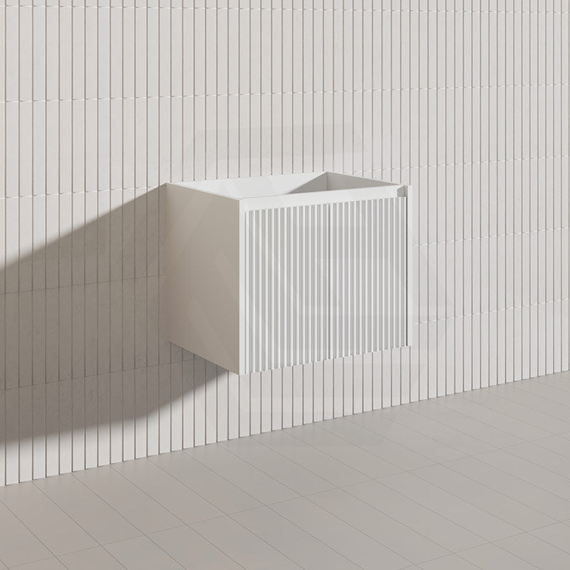 600mm Ceto Brindabella Wall Hung Vanity Matt White/Black PVC Board Linear Surface