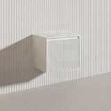 600mm Ceto Brindabella Wall Hung Vanity Matt White/Black PVC Board Linear Surface