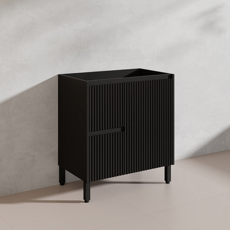 600/750/900/1200/1500mm Ceto Brighton Freestanding Vanity with Legs PVC Board Matt Black Linear Surface