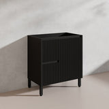 600/750/900/1200/1500mm Ceto Brighton Freestanding Vanity with Legs PVC Board Matt Black Linear Surface