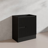 600/750/900/1200/1500mm Ceto Brighton Freestanding Vanity with Kickboard PVC Board Matt Black Linear Surface