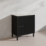 600/750/900/1200/1500mm Ceto Brighton Freestanding Vanity with Legs PVC Board Matt Black Linear Surface