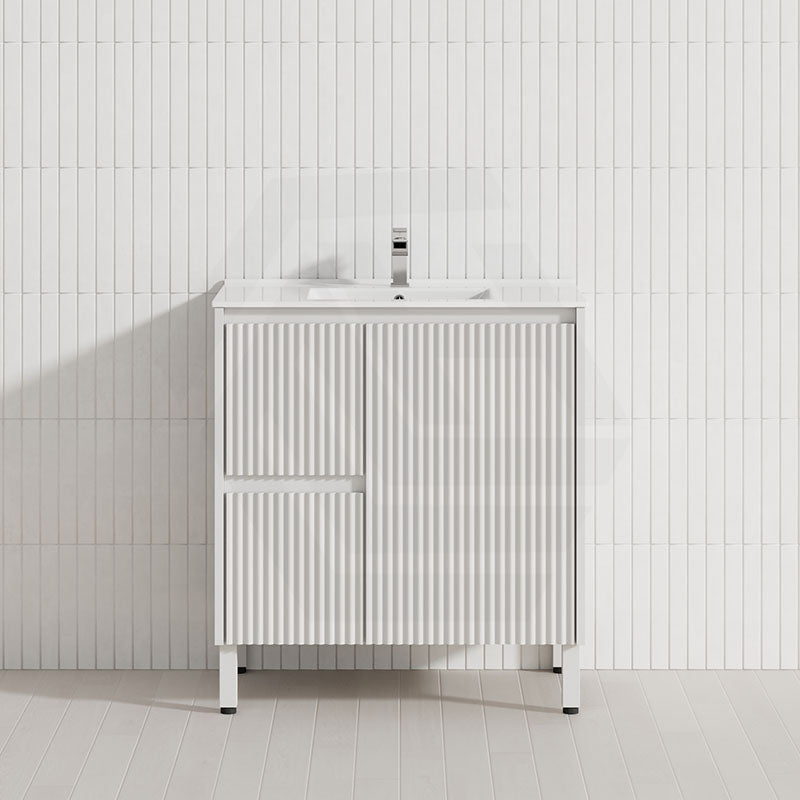 600-1500mm Ceto Brighton Freestanding Vanity with Legs Matt White PVC Board Cabinet ONLY Linear Surface