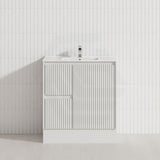 600-1500mm Ceto Brighton Freestanding Vanity with Kickboard Matt White PVC Board Linear Surface