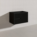 750mm Ceto Brindabella Wall Hung Vanity Matt White/Black PVC Board Linear Surface