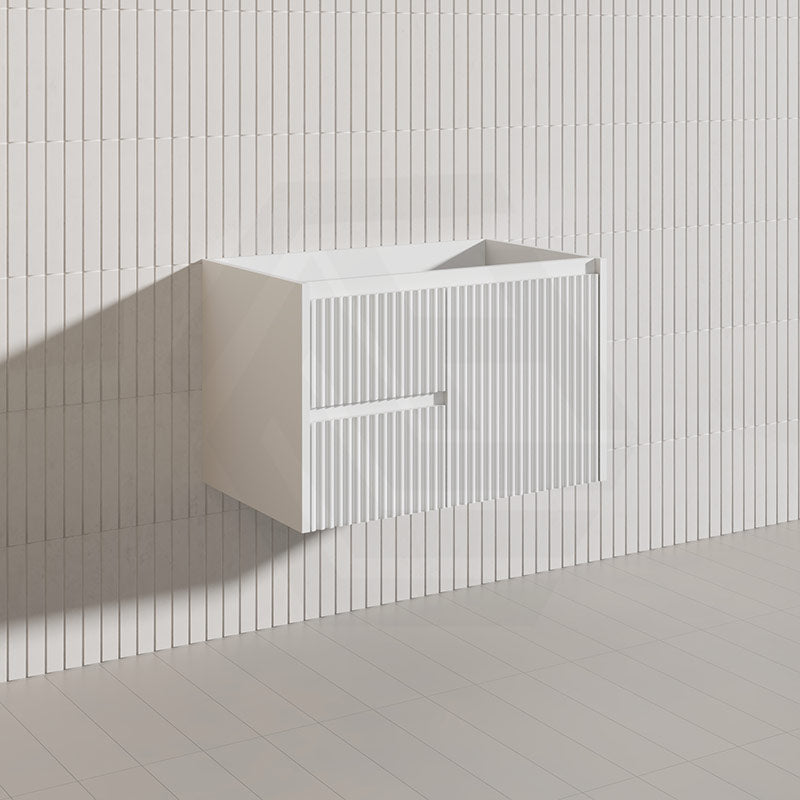 750mm Ceto Brindabella Wall Hung Vanity Matt White/Black PVC Board Linear Surface