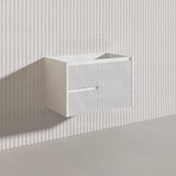 750mm Ceto Brindabella Wall Hung Vanity Matt White/Black PVC Board Linear Surface