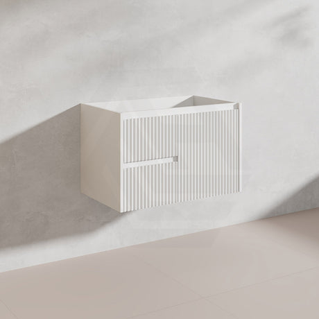 750mm Ceto Brindabella Wall Hung Vanity Matt White/Black PVC Board Linear Surface