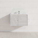 750mm Ceto Brindabella Wall Hung Vanity Matt White/Black PVC Board Linear Surface