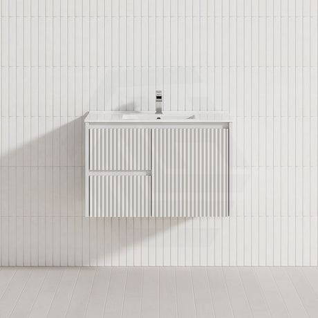 600-1500mm Ceto Brindabella Wall Hung Bathroom Vanity Matt White PVC Board Ceramic Top Available