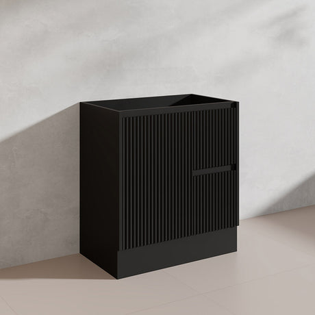 600/750/900/1200/1500mm Ceto Brighton Freestanding Vanity with Kickboard PVC Board Matt Black Linear Surface