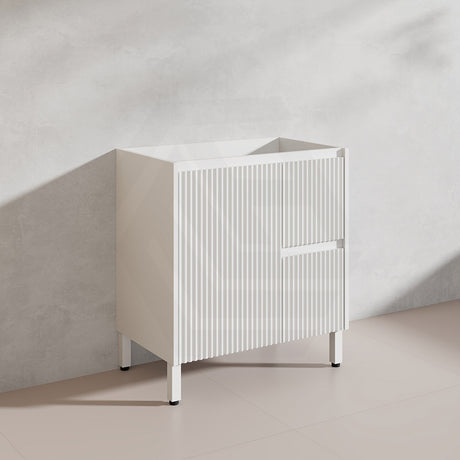 600-1500mm Ceto Brighton Freestanding Vanity with Legs Matt White PVC Board Cabinet ONLY Linear Surface