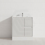 600-1500mm Ceto Brighton Freestanding Vanity with Kickboard Matt White PVC Board Linear Surface