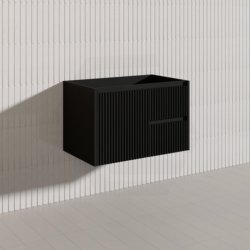 750mm Ceto Brindabella Wall Hung Vanity Matt White/Black PVC Board Linear Surface