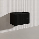 750mm Ceto Brindabella Wall Hung Vanity Matt White/Black PVC Board Linear Surface