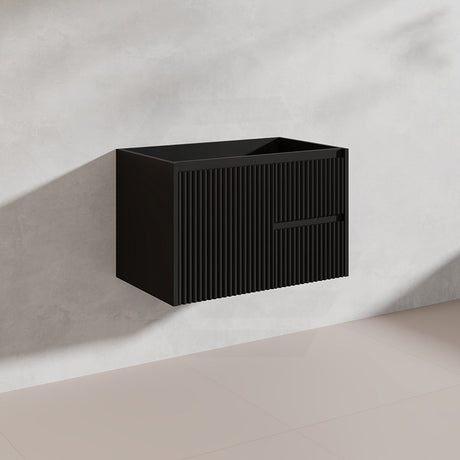 750mm Ceto Brindabella Wall Hung Vanity Matt White/Black PVC Board Linear Surface