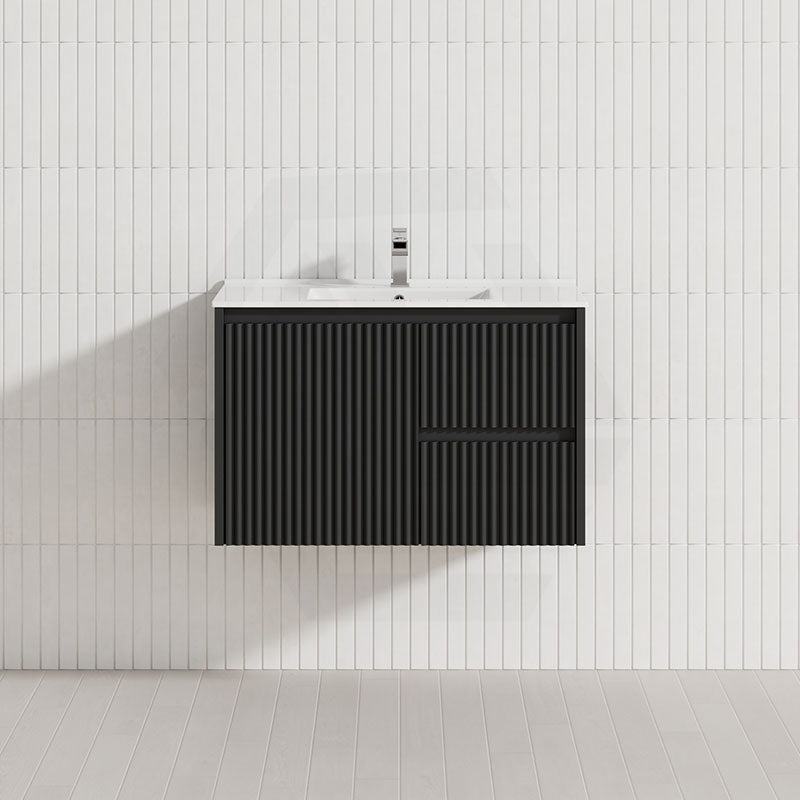 600-1500mm Ceto Brindabella Wall Hung Bathroom Vanity Matt Black PVC Board Ceramic Top Available