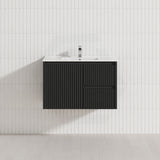 600-1500mm Ceto Brindabella Wall Hung Bathroom Vanity Matt Black PVC Board Ceramic Top Available