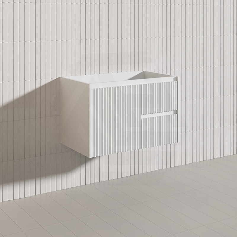750mm Ceto Brindabella Wall Hung Vanity Matt White/Black PVC Board Linear Surface