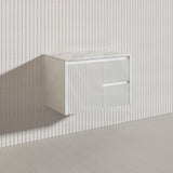 750mm Ceto Brindabella Wall Hung Vanity Matt White/Black PVC Board Linear Surface