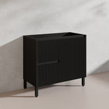 600/750/900/1200/1500mm Ceto Brighton Freestanding Vanity with Legs PVC Board Matt Black Linear Surface