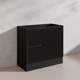 600/750/900/1200/1500mm Ceto Brighton Freestanding Vanity with Kickboard PVC Board Matt Black Linear Surface