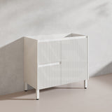 600-1500mm Ceto Brighton Freestanding Vanity with Legs Matt White PVC Board Cabinet ONLY Linear Surface