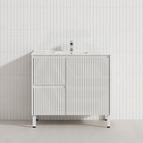 900mm Ceto Brighton Freestanding Vanity PVC Board Matt Black/White Linear Surface