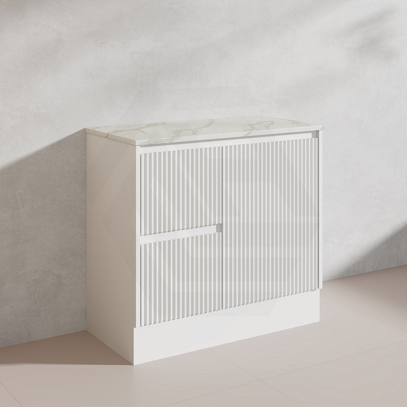 600-1500mm Ceto Brighton Freestanding Vanity with Kickboard Matt White PVC Board Linear Surface