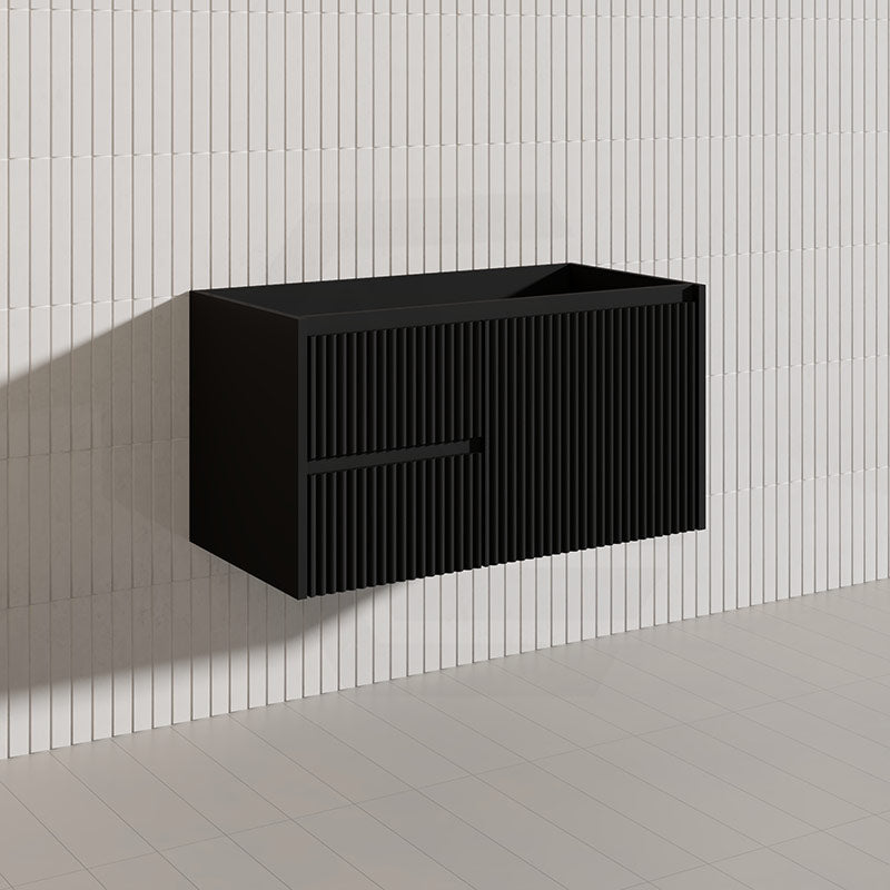 900mm Ceto Brindabella Wall Hung Vanity Matt White/Black PVC Board Linear Surface