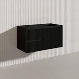 900mm Ceto Brindabella Wall Hung Vanity Matt White/Black PVC Board Linear Surface