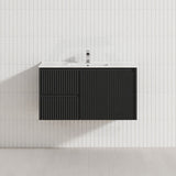 600-1500mm Ceto Brindabella Wall Hung Bathroom Vanity Matt Black PVC Board Ceramic Top Available