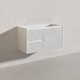900mm Ceto Brindabella Wall Hung Vanity Matt White/Black PVC Board Linear Surface