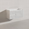 900mm Ceto Brindabella Wall Hung Vanity Matt White/Black PVC Board Linear Surface