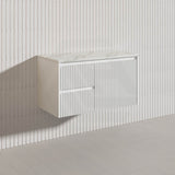 900mm Ceto Brindabella Wall Hung Vanity Matt White/Black PVC Board Linear Surface
