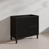 600/750/900/1200/1500mm Ceto Brighton Freestanding Vanity with Legs PVC Board Matt Black Linear Surface