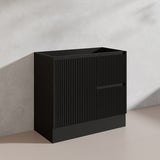 600/750/900/1200/1500mm Ceto Brighton Freestanding Vanity with Kickboard PVC Board Matt Black Linear Surface