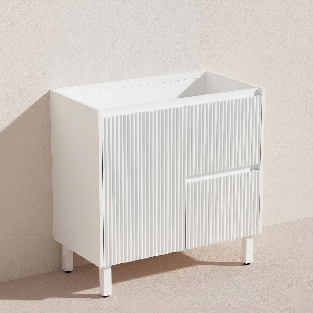 900mm Ceto Brighton Freestanding Vanity PVC Board Matt Black/White Linear Surface