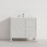 900mm Ceto Brighton Freestanding Vanity PVC Board Matt Black/White Linear Surface