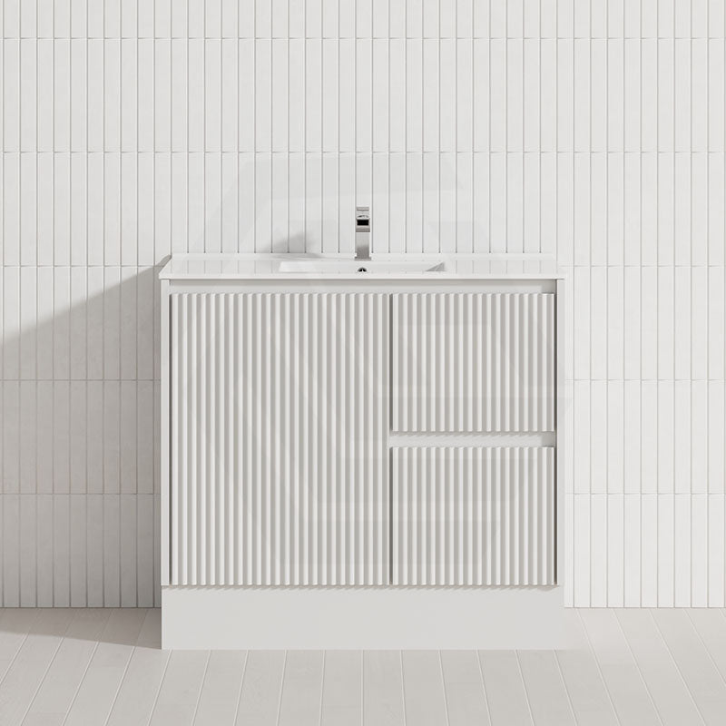 600-1500mm Ceto Brighton Freestanding Vanity with Kickboard Matt White PVC Board Linear Surface