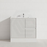 600-1500mm Ceto Brighton Freestanding Vanity with Kickboard Matt White PVC Board Linear Surface