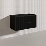 900mm Ceto Brindabella Wall Hung Vanity Matt White/Black PVC Board Linear Surface