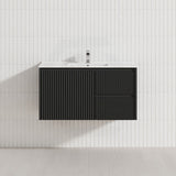 600-1500mm Ceto Brindabella Wall Hung Bathroom Vanity Matt Black PVC Board Ceramic Top Available