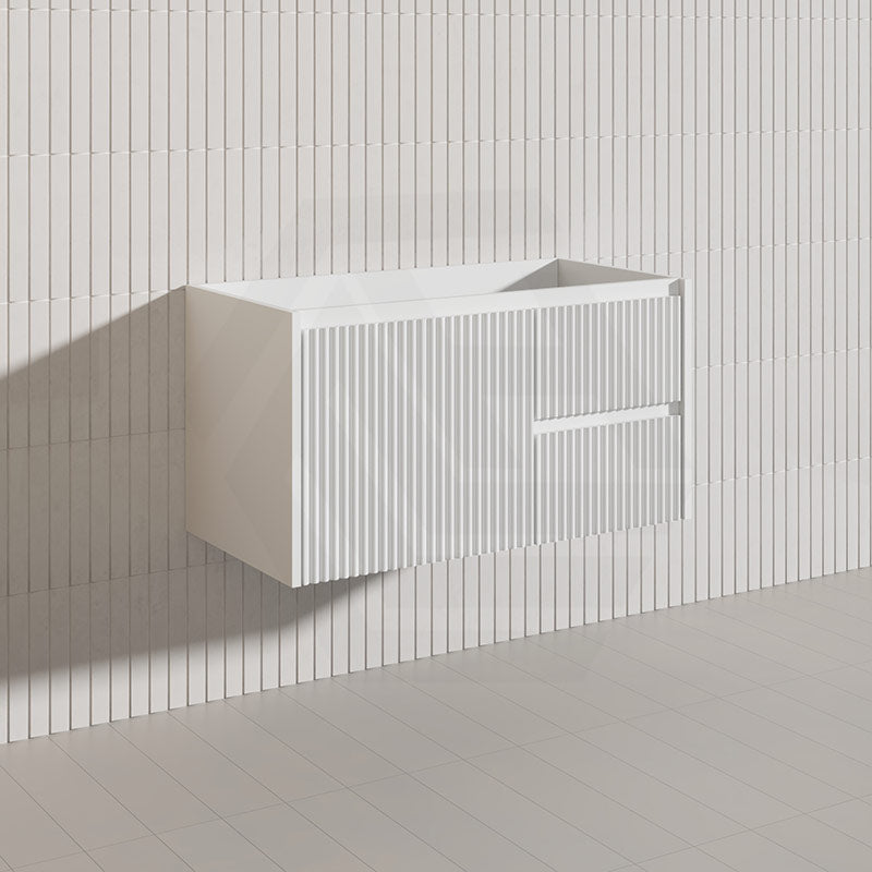 900mm Ceto Brindabella Wall Hung Vanity Matt White/Black PVC Board Linear Surface