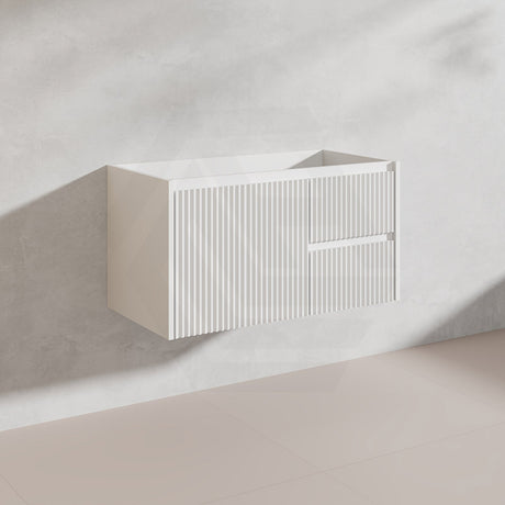 900mm Ceto Brindabella Wall Hung Vanity Matt White/Black PVC Board Linear Surface