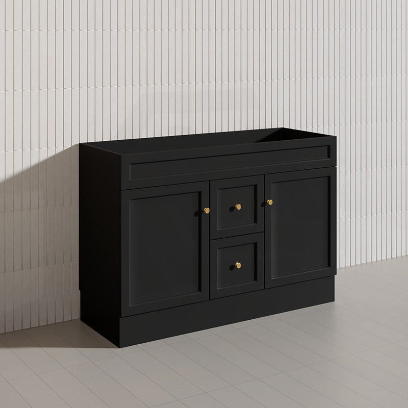 1200mm Harrington Freestanding Vanity with Legs/Kickboard Matt Black/White PVC Cabinet ONLY & Ceramic Top Available
