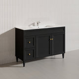 1200mm Harrington Freestanding Vanity with Legs/Kickboard Matt Black/White PVC Cabinet ONLY & Ceramic Top Available