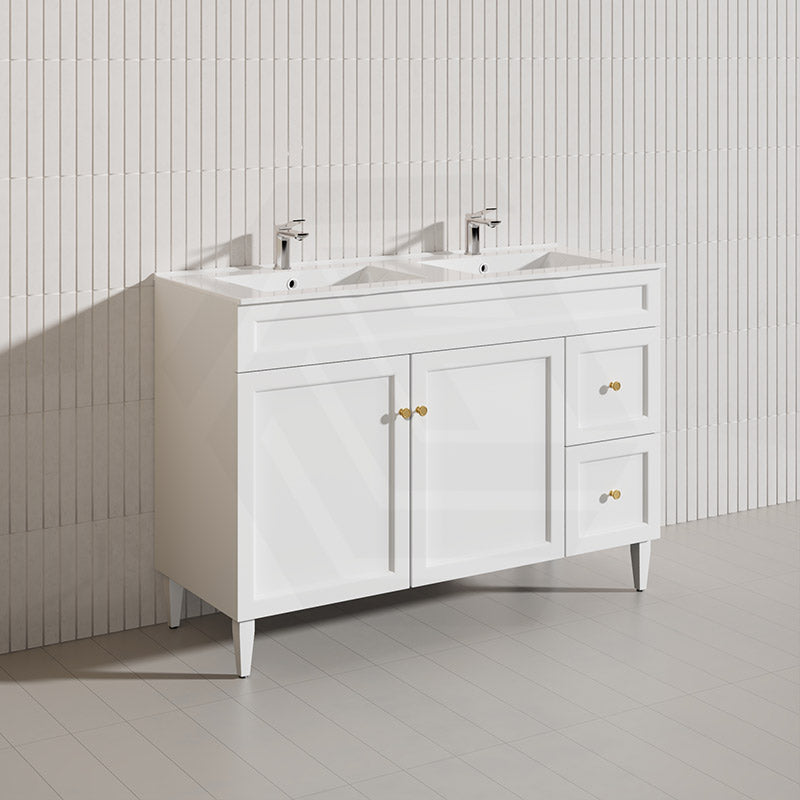 1200mm Harrington Freestanding Vanity with Legs/Kickboard Matt Black/White PVC Cabinet ONLY & Ceramic Top Available