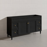 1500mm Harrington Freestanding Vanity with Legs/Kickboard Matt Black/White PVC Cabinet ONLY & Ceramic Top Available